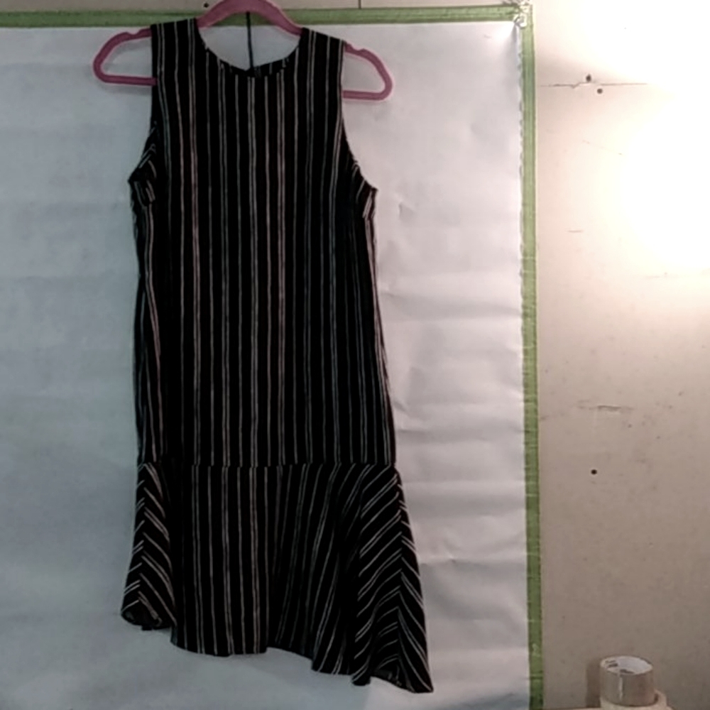 Black & White Striped Asymmetrical Dress